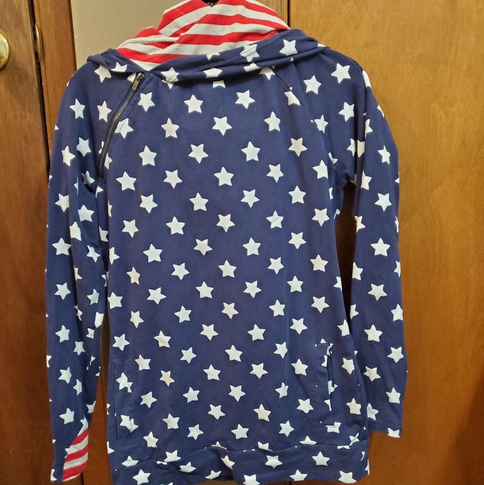 & brand Blue star double hooded sweatshirt